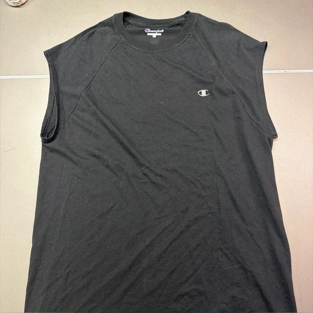 CHAMPION T-Shirt Men's XL black sleeveless Athletic Activewear 100% Cotton‎